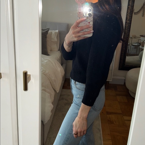 J.Crew Cropped Puff Sleeve Black Turtleneck Sweater size XS in Black - Picture 3 of 9